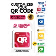 #1 CUSTOMIZED QR Code on ACRYLIC STAND A4 A5 A6 TOUCH&GO MAE DUITNOW soundbox