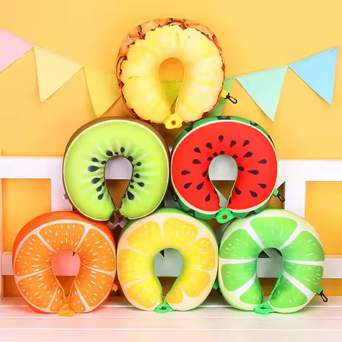 HazyBeauty U Shape Memory Foam Pillow Plane Fruits Watermelon Shape Traveling Airplane Pillow U-shap