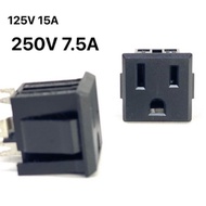 AC Socket 3-Pin Power Plug 250V 7.5A | Embedded Size 27x27x33mm Model AC-G10 (NOS) EDK [1-5 Pieces]