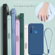 Realme 5 5i 5S C3 6 Pro XT GT C17 Square Bumper Soft TPU Case Cover With Hand Wrist Strap Lanyard