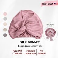 The Tiara Silk 100% Mulberry Silk Bonnet Silk Turban Tie Bonnet Double layer premium Sleep Hat Confi