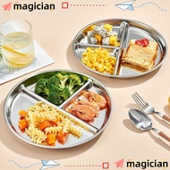 MAGICIAN Divided Plates, Round Reusable Portion Control Plates, Multifunctional 9" inch 304 Stainles