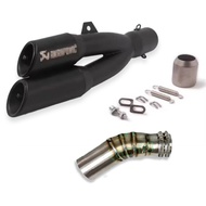 สลิปออน Kawasaki Ninja400/Z400 วัสดุแสตนเลสเกรด304 + ปลายท่อ เอเค (AK) ท่อคู่ ฟรีจุกลดเสียง มีสีให้เ