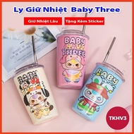 Baby Three Thermal Cup, 500ml Thermal Cup comes with a straw for convenient movement, easy to use fo