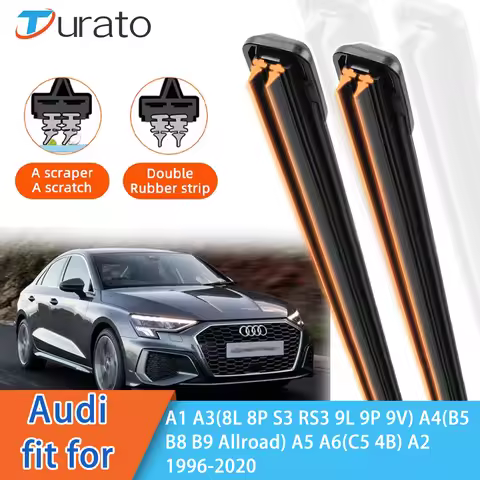 For Audi A1 A3 8L 8P RS3 S3 8P1 A4 B6 8E 8H A5 A6 C5 4B Front Windscreen Wipers Double Rubber Car Wi