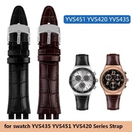 High Quality Genuine Leather Watchband for Swatch YVS435 YVS451 YVS420 YVS400 YVB404 Series Watch Strap Waterproof Men's 21mm