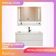 Rabdoge Bathroom White Wood Basin Wall Cabinet With Smart LED Mirror Cabinet