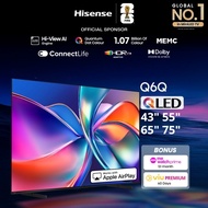 Hisense Q6Q 43/50/55/65/75 inch 4K QLED AI TV | 2025 Quantum Dot Technology | Dolby Atmos