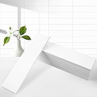 80-Piece Pure White Thick PVC Peel and Stick Backsplash, 2" x 8" Waterproof Subway Tile Peel and Sti