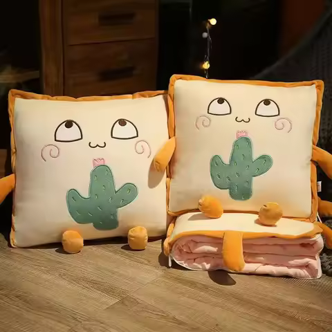 2 In 1 Convertible Throw Pillow Blanket Dual Use Cushion Quilt For Bed Head Car Seat Office Nap Cust