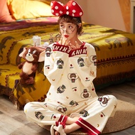 Cotton Pajamas For Women Cartoon Pajama Set Homewear Casual Lounge Sleepwear For Teen Girls Loose Lo