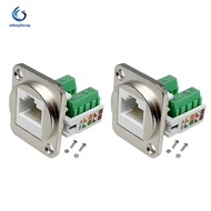 2PCS RJ45 Panel Mount Screw Terminal Adapter, RJ45/8P8C Female Panel Mount Connector, RJ45 Solderles