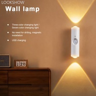 LOOKSHOW Magnetic Rechargeable Smart RGB Led Night Light Sunset Lamp Wireless Motion Sensor Wall Lam