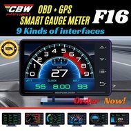 NEW GEN‼️CBW F16 GPS Car OBD OBD2 Meter Digital Scanner Alarm Speed Gauge Display Hud Water Temp RPM