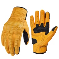 SUOMY ถุงมือมอเตอร์ไซด์สำหรับผู้ชายและผู้หญิงถุงมือหนังแนววินเทจถุงมือรถจักรยานยนต์เปลือกแข็งถุงมือข