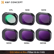 K & F khái niệm DJI mini-4 bộ lọc chuyên nghiệp bộ 6 trong 1 (CPL + ND8 + ND16 + ND32 + ND64 + nd128