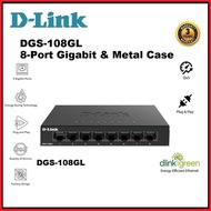 D-LINK DGS-108GL 8-Port Gigabit LAN Desktop Unmanaged Network Switch in Metal Casing support MDI/MDI