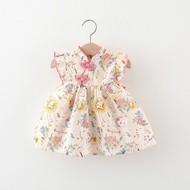 0-4Year-old girl's summer dress baby cartoon little rabbit floral cotton princess dress