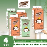 Combo of 6 packs of Bao Bao Wall-Mounted Tissue Paper, Toilet Paper 320 retractable sheets, 100% Vir