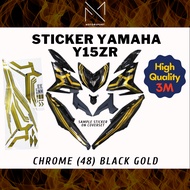 YAMAHA Y15zr Coverset Sticker Stripe Chrome (48)Black Silver Gold Kaverset Ysuku 3M Premium Sticker 