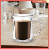 [Lovoski2] Double Walled Mug Drinking Glass Borosilicate Beverage Mug Espresso Cups Glass Cup Water Cup for Woman