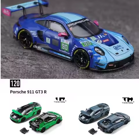 Trends Hobby TH 1:64 911 GT3 R LeMans 24H LMGT3 2025 Chip Hart Racing Temerario Matte Blue / Green D
