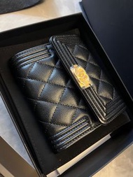 Chanel Boy Wallet 黑色荔枝紋