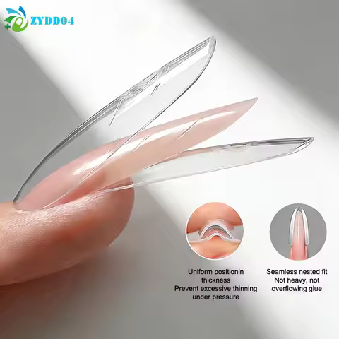●60Pcs/Box Sandwich Dual Nail Forms 15 Sizes Quick Extensions T-shaped Ellipse Manicure Top Mold Bot