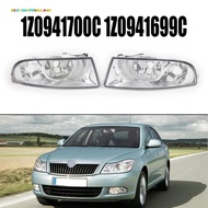 [BSL]Pair Fog Light Clear Lens Housing Replace For Skoda Octavia MK2 2008-2013