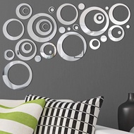 24Pcs/lot DIY 3D Circles Mirror Wall Sticker /Acrylic Mirror Style Removable Decal / Crystal Mural Decal Home Decor Living Room Mirrored Decorative Sticker