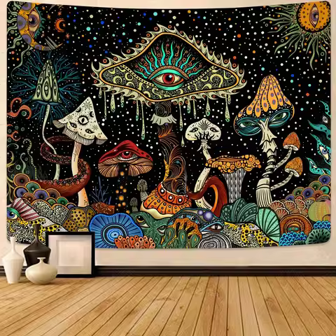 Psychedelic Mushroom And Eye Pattern Tapestry Boho Style Wall Decor For Bedroom Living Room Home Dec