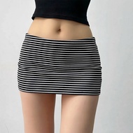 Women's Low Waist Plaid Elastic Waist Skirt Personality Y2K Style C923