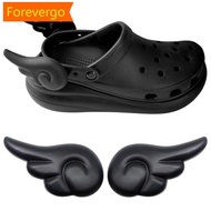 【Forever】 2Pcs Shoes Charms Accessories Black White Lovely Angel Wings DIY Shoes Buckle Cartoon Shoe