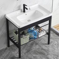 Black Stainless Steel Bracket Ceramic Laundry Basin Bathroom Basin Washbasin with Washboard Balcony 