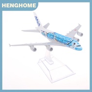 HENGHOME 1 Set Blue Cartoon Sea Turtle Airbus 380 A380 Airways Metal Alloy Diecast Airplane 16CM Air