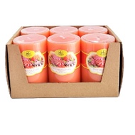 Tray of 6 round scented candles D5H8 Miss Candle FTRAMART EDC0511 5 x 8 cm (Orange, candy scent)