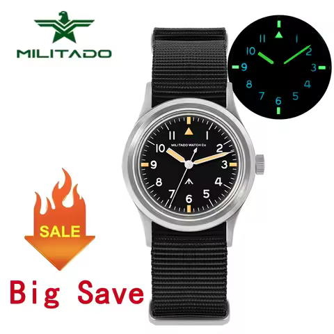 Militado ML14 Watch VH31/VH65 Sweep Quartz Movement Watches Sapphire Crystal Luminous 100m Waterproo
