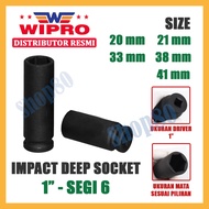 MATA Wipro Long Impact Shock Wrench Deep Sok Sock Socket Star 1 inch 1" 6PT Segi 6 20 21 33 38 41 mm