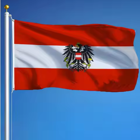 Austria Flag 3x5ft 2x3ft Outdoor, Austrian National Emblem Eagle Flag, Printed Polyester Banner For 