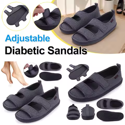 Diabetic Sandals Breathable Comfortable Walking Shoes Adjustable Hook & Loop for Elderly Swelling Se