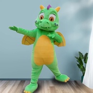 Green Dinosaur Cartoon Mascot Costume Flying Dragon Adult Kids Walking Animation Performance Props