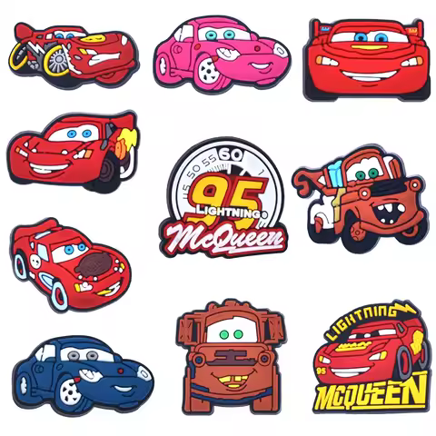 1-10Pcs Hot Toys Disney Cartoon Cars Lightning McQueen Shoe Charms PVC Shoes Decoration Accessories 