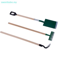 SWEETBABE 3psc/Set Metal Garden Spade Rake Tools For Dolls House Miniatures Accessories   MY