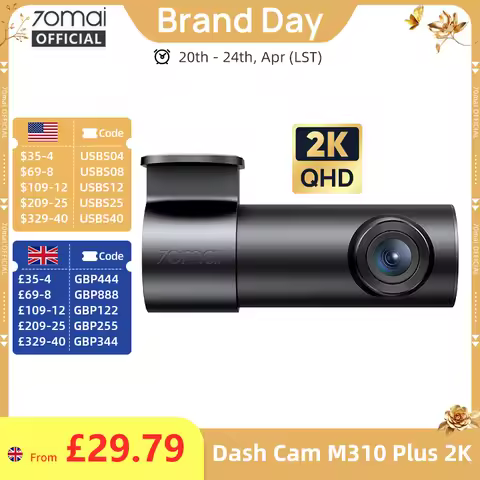 70mai Dash Cam M310 Plus 2K 1440P Super Night Vision F1.55 Aperture 70mai M310 2K Car DVR 24H Parkin