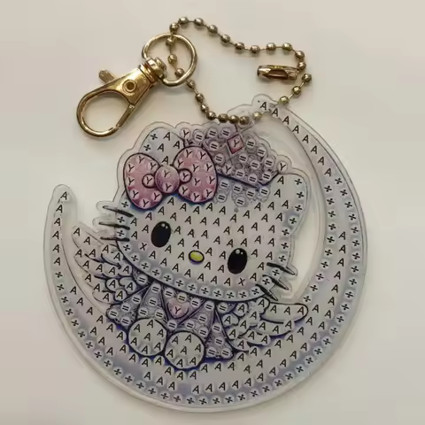 Hello Kitty Diamond painting double-sided keychain for girls bag pendant children's craft Rhinestone