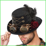 Steampunk Hats Vintage Glasses Gothic Top Hat Felt Adjustable Outfit for Men Women Teens Adults Thea