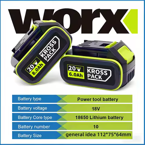 100% Original Replacement New Battery 20V 6.0Ah/8.0Ah for WORX Power Tool Series Compatible With WA3