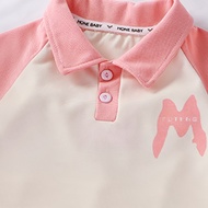 TEMU เสื้อโปโลแขนสั้นสำหรับเด็ก, เสื้อกล้ามคอและกางเกงขาสั้น, ขนาด M, สไตล์เกาหลี, สำหรับเด็กชายและเ