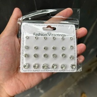 12 PAIRS OF DIAMOND EARRINGS DIAMOND EARRINGS DIAMOND STICK EARRINGS KOREAN DIAMOND EARRINGS 1 SET O