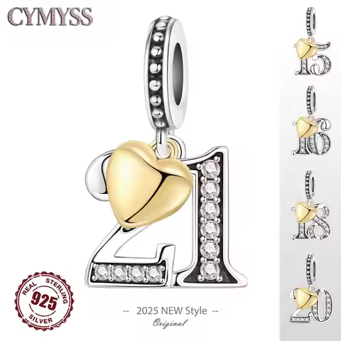 Original 15th 16 18 20 21 Anniversary Birthday Wedding S925 Sterling Silver Bead Pendant Fit Bracele